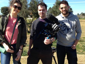 Jenny, Adam and Ric from Sportsbeat. the camera crew filming our Walking Football Documentary.